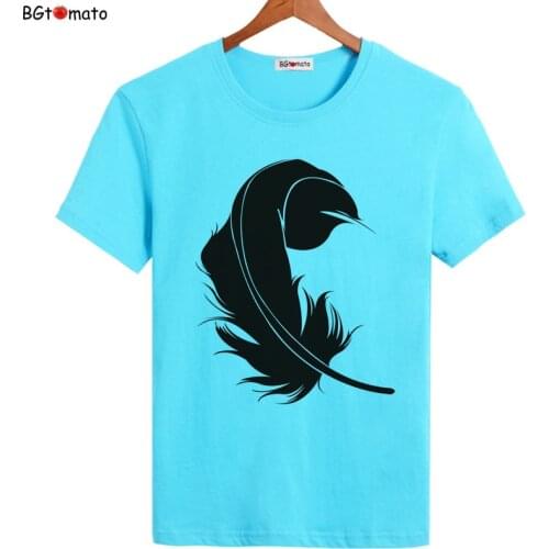 BGtomato New Fashion Brand T Shirt Global sales 3D Printed Black feather t-shirts Men Summer Tops Tees Hip Hop Anime Male Tshirt