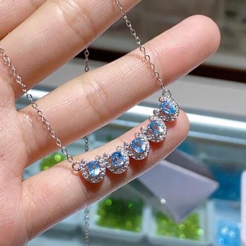 KJJEAXCMY fine jewelry 925 sterling silver inlaid natural topaz female necklace supports re-examination