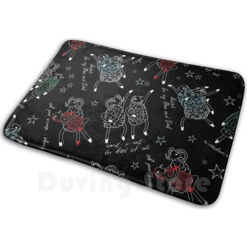 Dancing Sheep Carpet Mat Rug Cushion Soft Sheep Lambs Dance Dancers On A Black Background Thin Drawing Dance Teacher