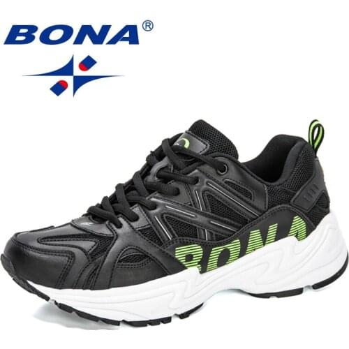 BONA 2020 New Designers Action Leather Mesh Sneakers Trend Fitness Men Running Shoes Classic Non-slip Jogging Footwear Man Comfy
