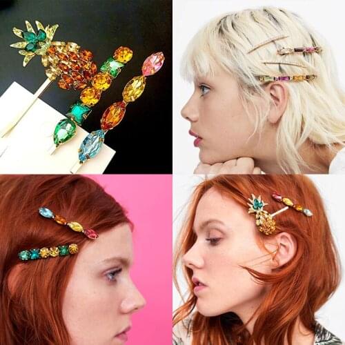 Fashion Crystal Pineapple Hair Clips Acrylic Metal Hair Clips Barrette Hairpin Hair Styling Tool Bobby Hair Clips for Women Girl