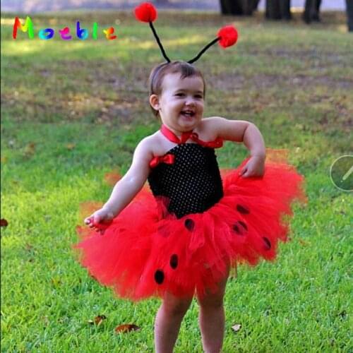 Moeble Cute Ladybug Baby Girls Tutu Dress Kids Christmas Party Dresses Children Cosplay Animal Costume Dotted Girl Dress