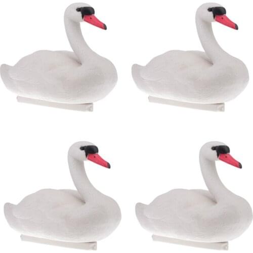 Pack of 4 Floating Swan Hunting Decoys Garden Decoration Scarecrow, Land or Water Use