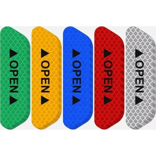 1PCS/4Pcs Car Door Stickers Universal Safety Warning Mark OPEN High Reflective Tape Auto Exterior Motorcycle Bike Helmet Sticker