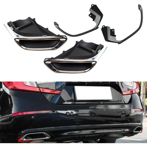 Car Exhaust Muffler Tail Pipe Tip Tailpipe End Modified w/ Throat Bracket fit for Honda Accord 2018 2019 Accessories