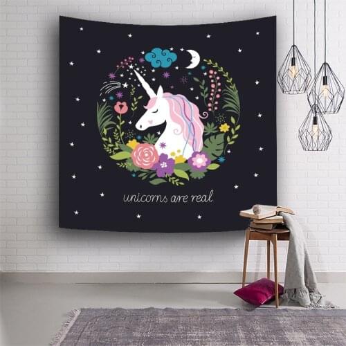 Cute Unicorn Wall Tapestry Home Decorations Tapisserie Wall Hanging Dorm Living Room Bedroom Decor Rectangle Cartoon Tapestries