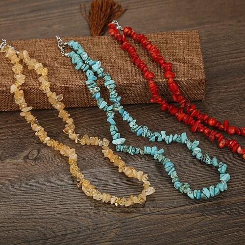 Bohemia colorful stone beads natural stone necklace suitable for men and women fashion necklace jewelry wholesale