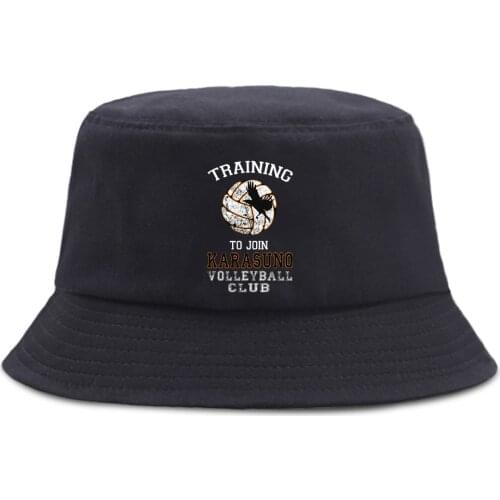 Training To Join Karasuno Volleyball Club Bucket Hats Women Unisex Hip Hop Womens Panama Hat Casual Outdoor Mens Fisherman Cap