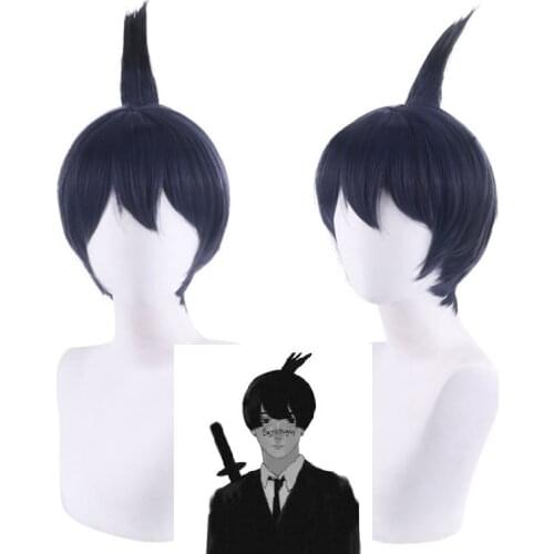 Chainsaw Man Hayakawa Aki Cosplay Wig Anime Short Dark Blue Wigs Halloween Cosplay Props