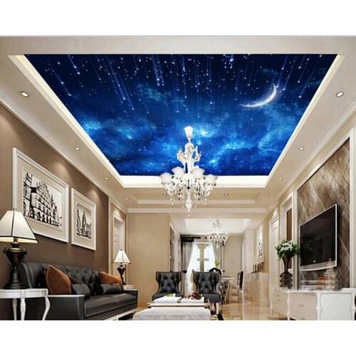 Custom ceiling wall paper, the moon star wall for the living room bedroom ceiling wall waterproof papel de parede