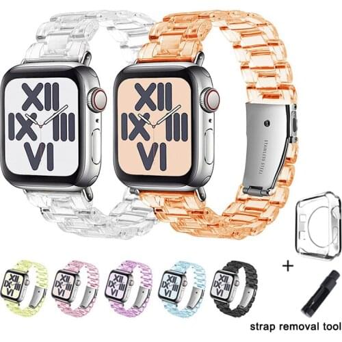 Resin Strap for Apple Watch 6 5 4, Diameter 42mm, 38mm, Iwatch 6 Series 5 4 3 2 44mm 40mm Transparent Steel Strap Accessory