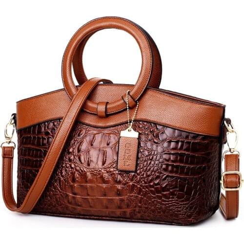 Women Luxury Handbag Women Bag Designer Handbag High Quality Crocodile Leather Handbag Lady Green Party Retro Tote Shoulder Bags