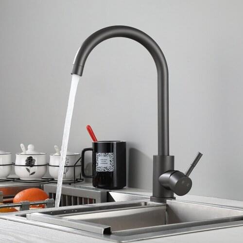 Kitchen Mixer Faucets Kitchen Sink Faucet Single Lever Gun Gray Stainless Steel Swivel 360 Degree Hot and Cold Water Mixer Taps