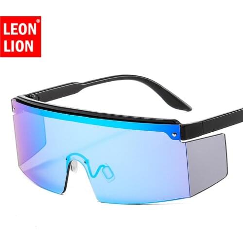 LEONLION Half Frame Sunglasses Men Luxury Brand Designer Sunglasses Men Mirror Sun Glasses for Men Oversized Men Punk Goggles