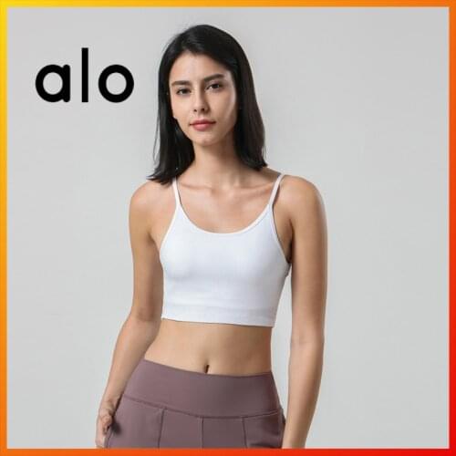 Alo Yoga Summer New Womens Sports Bra Leisure Sports Sling Tube Top Fitness Gym Top Running Exercise Breathable Quick-drying