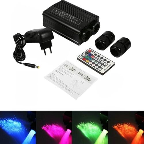 32W LED Double Head Fiber Optic Ceiling Light Engine Driver Generator 2 output coupling 28KEY Remote Control RGBW star DIY Decor