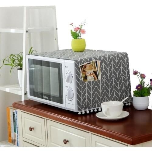Universal Cotton Linen Dust Cover with Storage Bag for Kitchen Microwave Oven