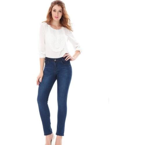 For Women High Waist Stretch Elastic Mom Jeans Female Washed Denim Trousers Vintage Skinny Pencil Pants Plus Size