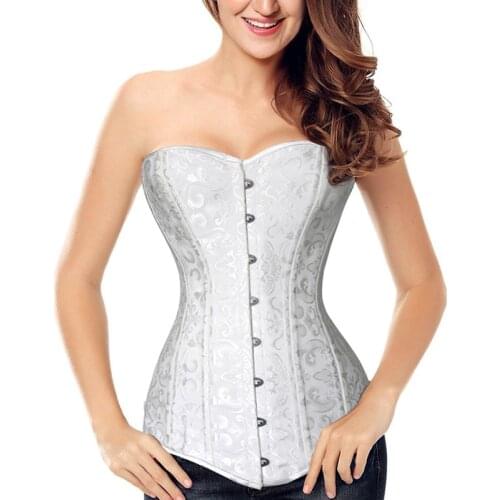 Steampunk Corset Top Womens Victorian Corsets Shaper Steel Bone XS-6XL Plus Size Bustier Slimming Corselet Bodice Black White