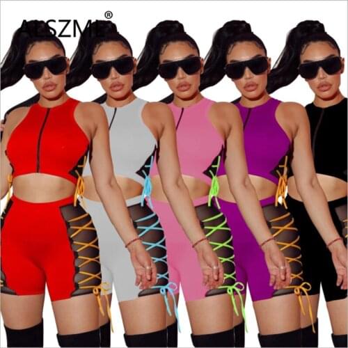 Women Dark Turtleneck Sleeveless Jacket Ribbon Sewing Shorts Autumn Street Fashion Casual Shorts Set