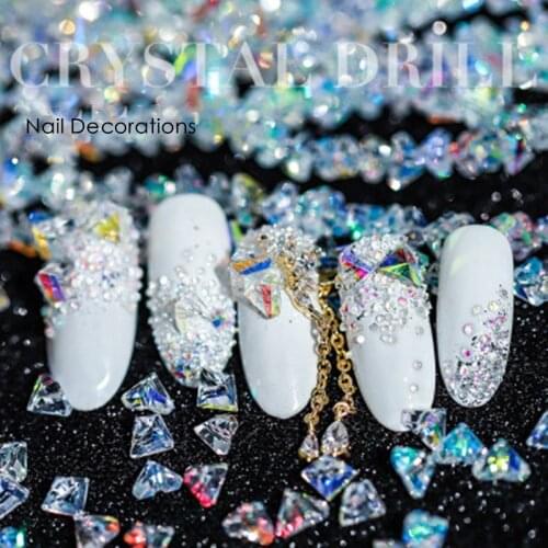 10pcs Colorful AB Crystal Nail Art Decorations Mix Triangle Nail Studs Slider Manicure DIY Nails Rhinestones Accessories