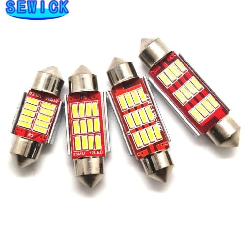 100PCS Festoon C5W CANBUS NO Error Auto Light 12 SMD 4014 LED 31mm 36mm 39mm 41mm Car Interior Dome Lamp Reading Bulb White 12V