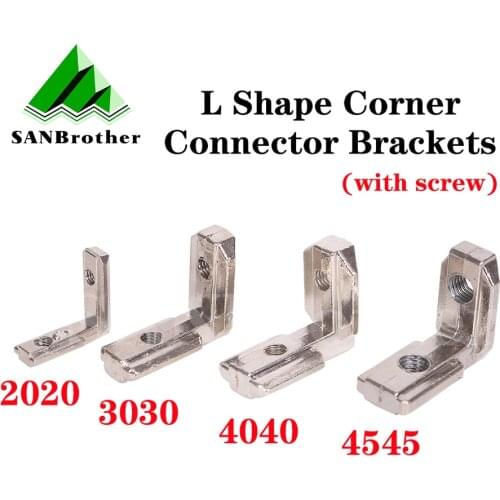 2-10pcs T Slot L-Shape 2020 3030 4040 4545 Aluminum Profile Interior Corner Connector Joint Bracket with screw