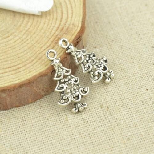 35 pcs 23*12 mm Antique Tibetan Silver Charms Bracelet Necklace Pendant New Fashion Alloy charm Christmas tree Q210