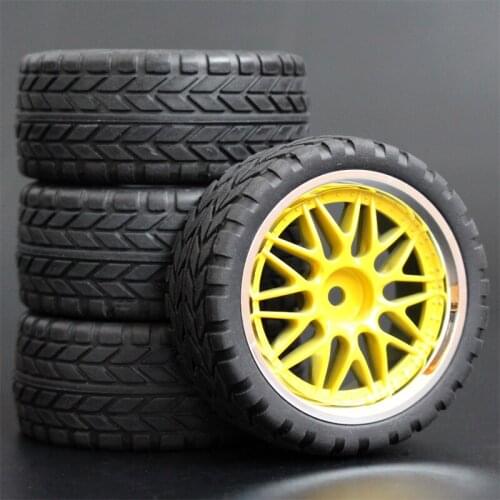 4PCS 1/10 Rubber Tire RC Racing Car Tires On Road Wheel Rim Fit For HSP HPI RC Car Part Diameter 65mm Tires 94123-94122
