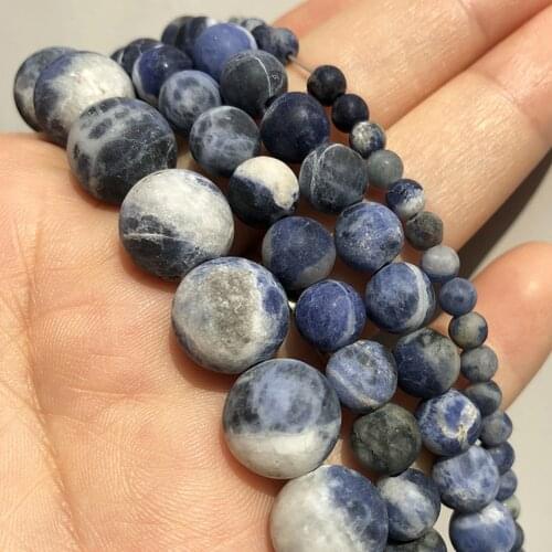 4 6 8 10 12mm Natural Stone Matte Blue Sodalite Beads Round Loose Beads For Jewelry Making DIY Bracelet Accessories 15"/Strand