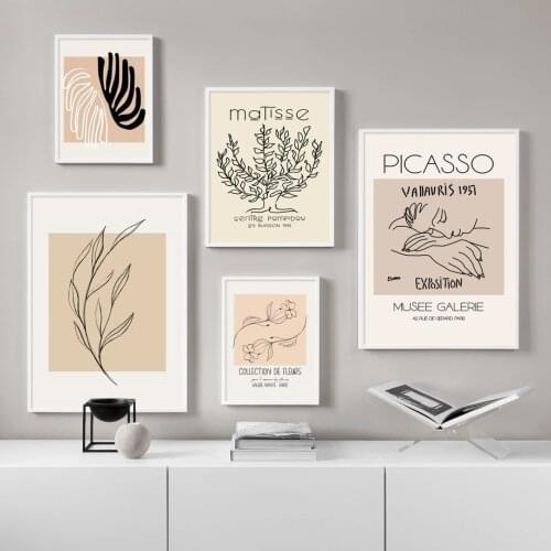 Picasso Matisse Abstract Minimalism Line Leaf Girl Nordic Poster Wall Art Print Canvas Painting Decor Pictures For Living Room