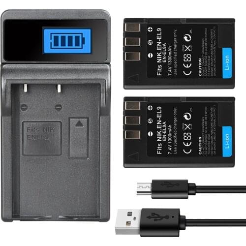 EN EL9 EN-EL9a Camera Battery Batterie 1300mAh For Nikon D40 D60 D40X D5000 D300 L15 ENEL9A EN EL9 Charger 8.4V