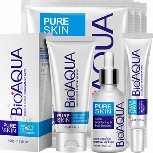 Acne Moisturizing Pimples Acne Marks Dull Dry Skin Clean Pores Mild Nourishing Oil Control Four-piece Set Unisex Skin Care
