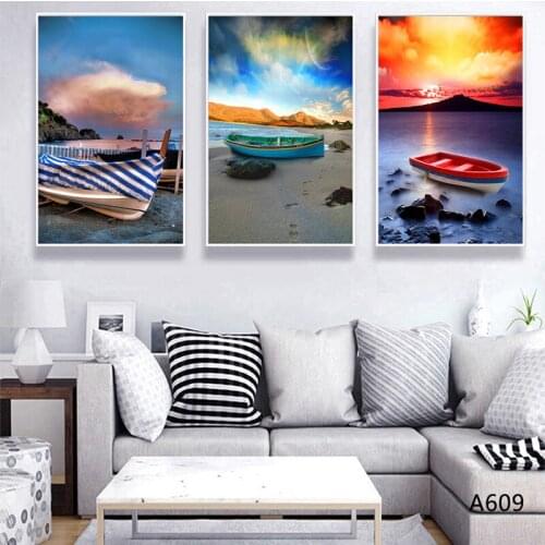 Frameless Minimalist Decoration Triptych Landscape Spray Painting Canvas Hotel Home Decoration Bedside Hanging Painting Core