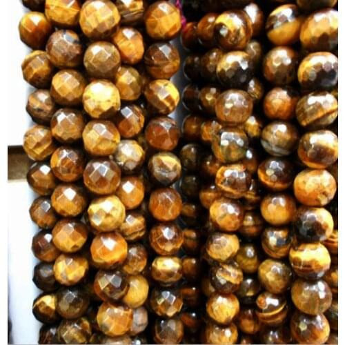 Free Shipping Natural Stone Faceted Brown Gold Tiger Eye Round Beads 15" Strand 4 6 8 10 12 14MM Pick Size