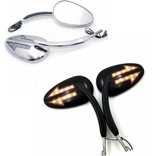 Free Shipping Motor Parts Integrated Arrow LED Turn Signals Mirror For Harley-Davidson CVO Limited VRSCAW V-ROD Chrome Black