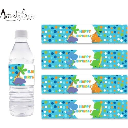 Dinosaur Theme Party Bottle Labels Decoration Blue Kids Birthday Event Party Decorations Supplies Personalized Bottle Wrapper