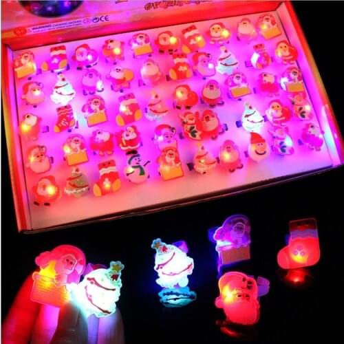 Kids LED Flashing Glow in Dark Finger Rings Christmas Party Favor Fun Toy Children Gift Cartoon Luminous Light-up Rings YH1943