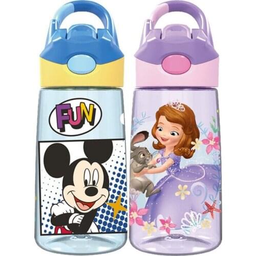 Disney Princess Mickey plastic water cup BPA Free cartoon duckbill cup tritan material straw cup water bottle