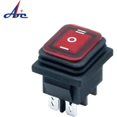 KCD2 10A 250VAC DPST 6Pins 3 Position ON OFF lamp lighted Black Plastic Wateeproof Rocker SwitchT125 /55