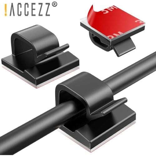 !ACCEZZ 20Pcs/lot Self-adhesive Cable Holder Fixer Clips Wire Organizer Management Strong Adhesive for Home Office Car GPS Clamp