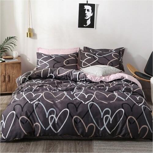 Lychee Heart Printed Bedding Set Polyester Duvet Cover Bed Sheet Pillowcase Bedclothes 3-4pcs/Set High Quality Home Bed Set