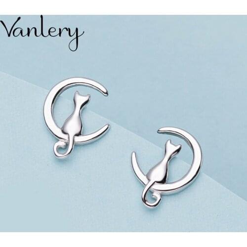 Korean Version of Retro Vintage Moon Cat Earrings For Women Punk Geometric Earrings 2021 New Trendy Jewelry