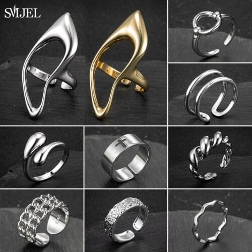 Korean Irregular Cross Ring On Finger Chains Adjustable Jewelry Rings for Women Geometric Aesthetic Rings 2021 Trend Accessories