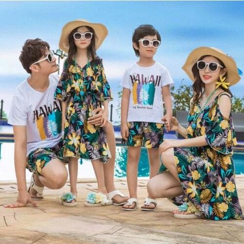 Summer Mother Daughter Dresses Family Matching Outfits Mommy and Me Clothes Father Son Clothing Sets Family Look Dress
