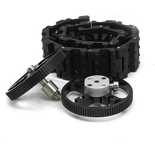 Metal bearing wheel + Metal driving wheel + rubber track. One set of DIY robot tank kits