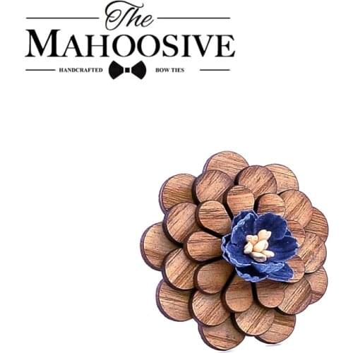 Mens Wood Lapel flower Brooch pin Handmade Lapel pin For Men Wedding Party Suit Decoration Boutonniere Corsage