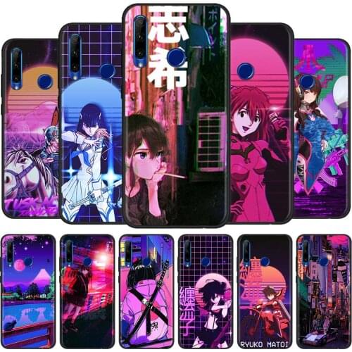 Vaporwave Glitch Anime Soft Fundas For Honor 30 20 10 Lite Pro Youth Plus Black Shell for HONOR 30i 20e 20s TPU Back