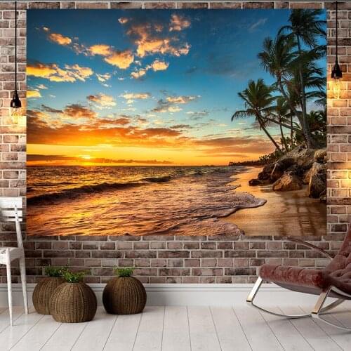Beautiful Seaside Scenery Tapestry Wall Hanging 2020 Newly Natural Scenery Beach Towel Table Cover adornos para cuarto T53