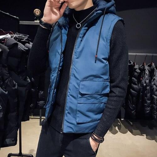 New Style Vest Mens Autumn And Winter Trend Down Cotton Thickened Customized Casual Shoulder Vest Jacket Korean version vest